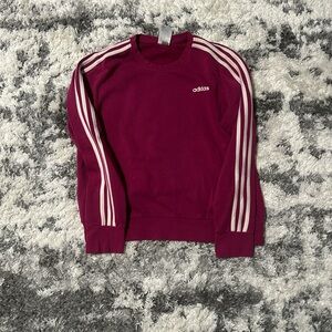 Adidas Maroon Crewneck with Cream Stripes